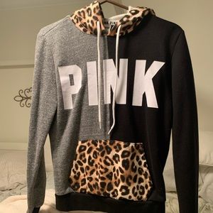 PINK Cheetah Color Block Hoodie